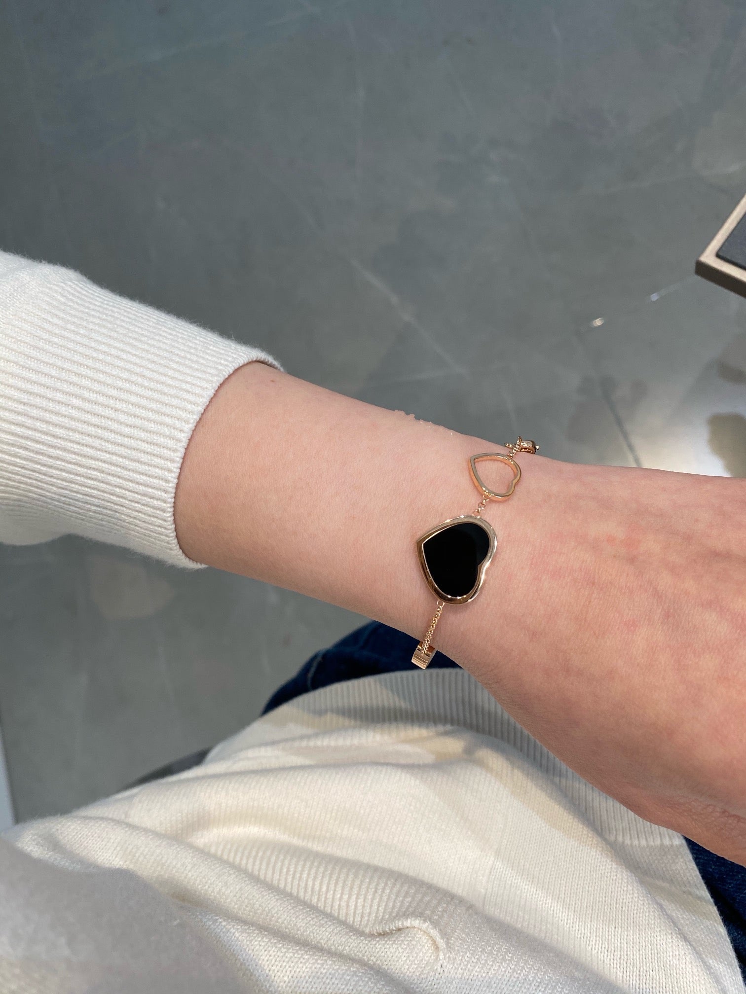 Chopard Happy Heart Onyx Pink Gold Bracelet