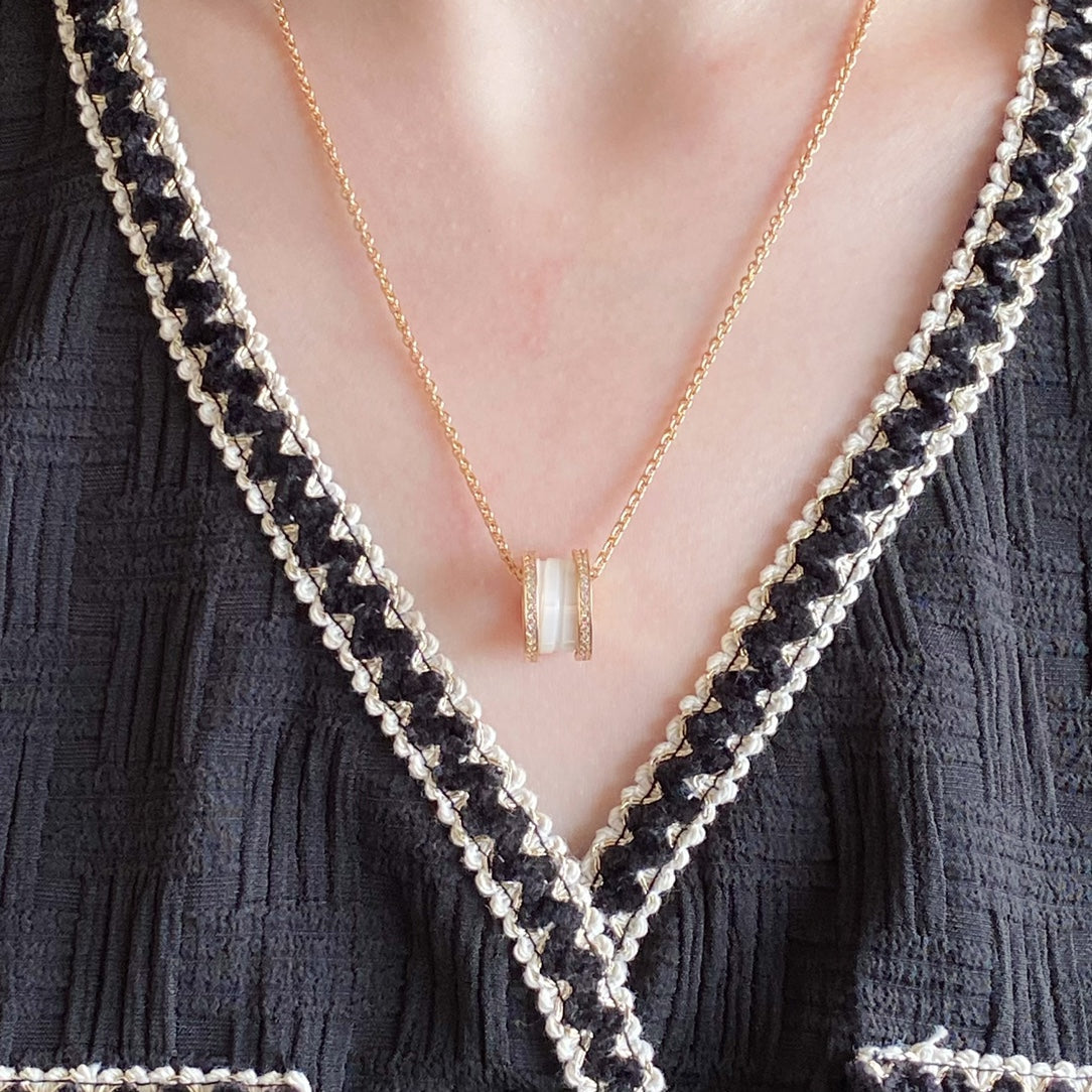 Bvlgari Zero 1 Cubic Zirconia Ceramic Necklace