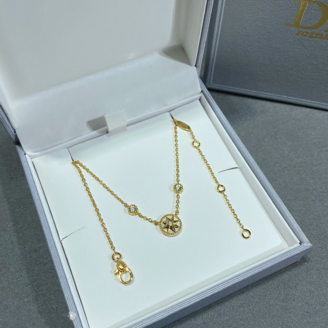 Dior Rose Vents 2 Diamond Pink Gold Necklace