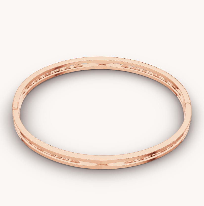 Bvlgari Zero 1 Spiral Logo Pink Gold Bracelet
