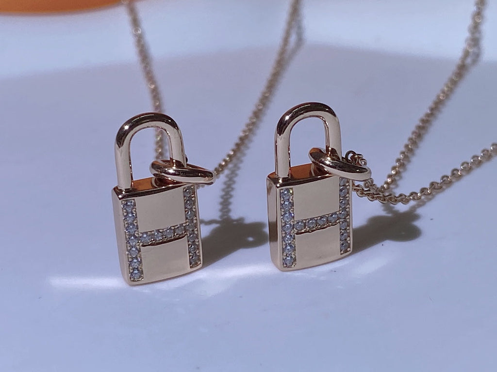 Hermes HM Advanced Niche Lock Head Necklace Cubic Zirconia