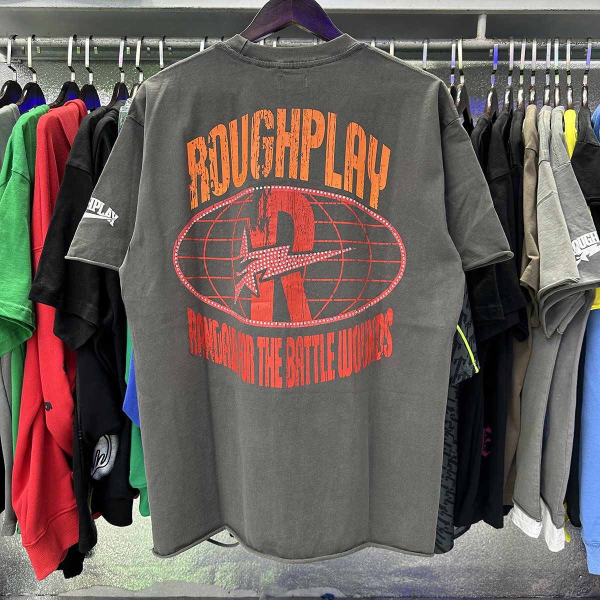 Rough Play Bunny Car Rhinestone Distressed T-Shirt — context