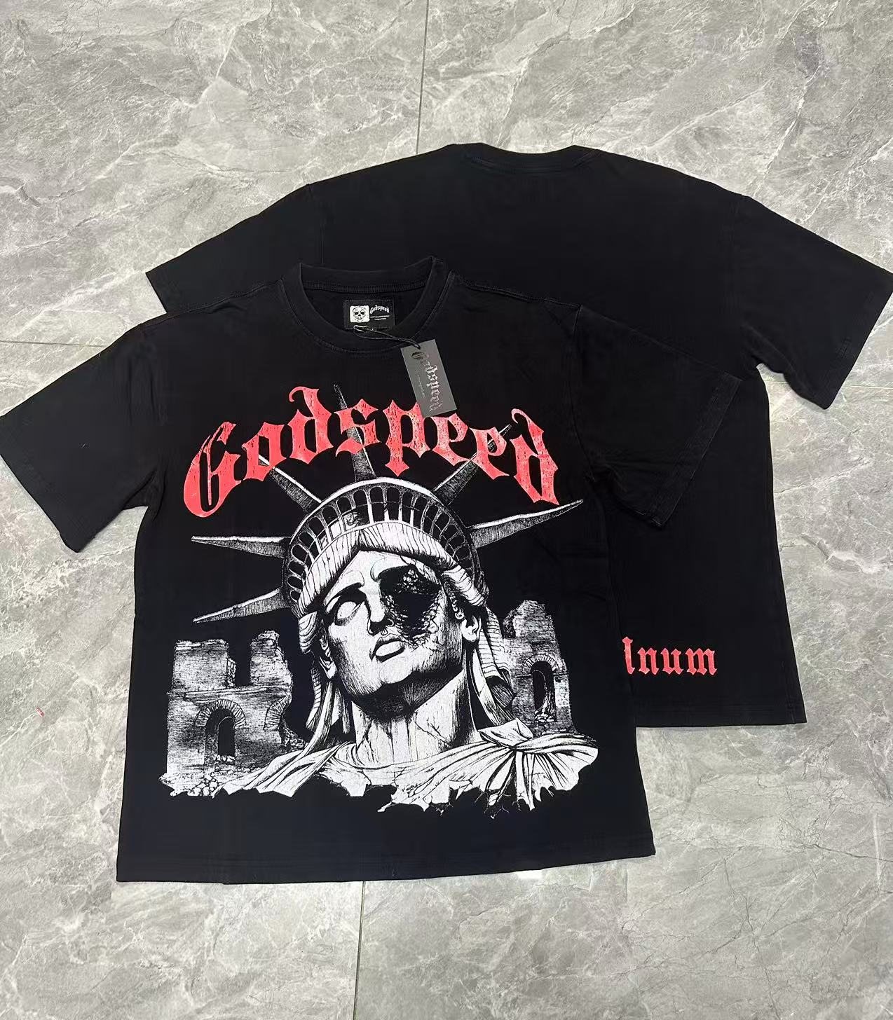 Godspeed E Pluribus Unum Statue Graphic T-Shirt — context