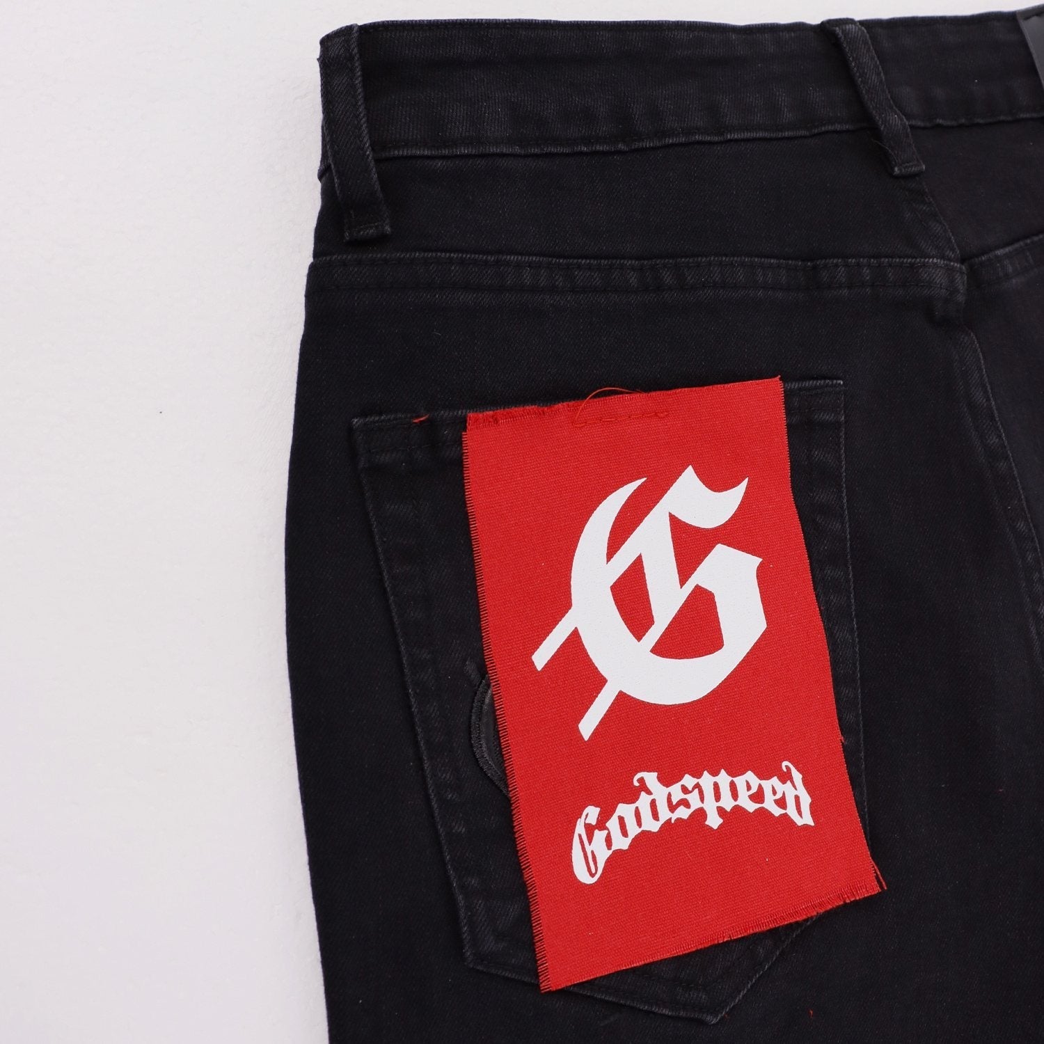 Godspeed Embroidered Washed Flared Jeans — back