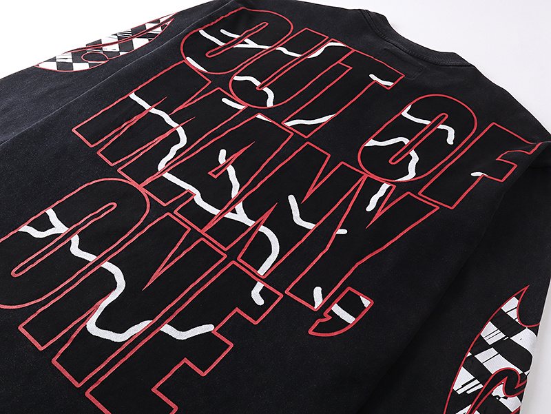 Godspeed Out of Many One Racing Graphic Long-Sleeve T-Shirt — detail