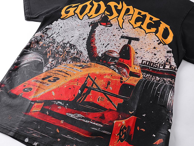 Godspeed Race Car Graphic Short-Sleeve T-Shirt — detail
