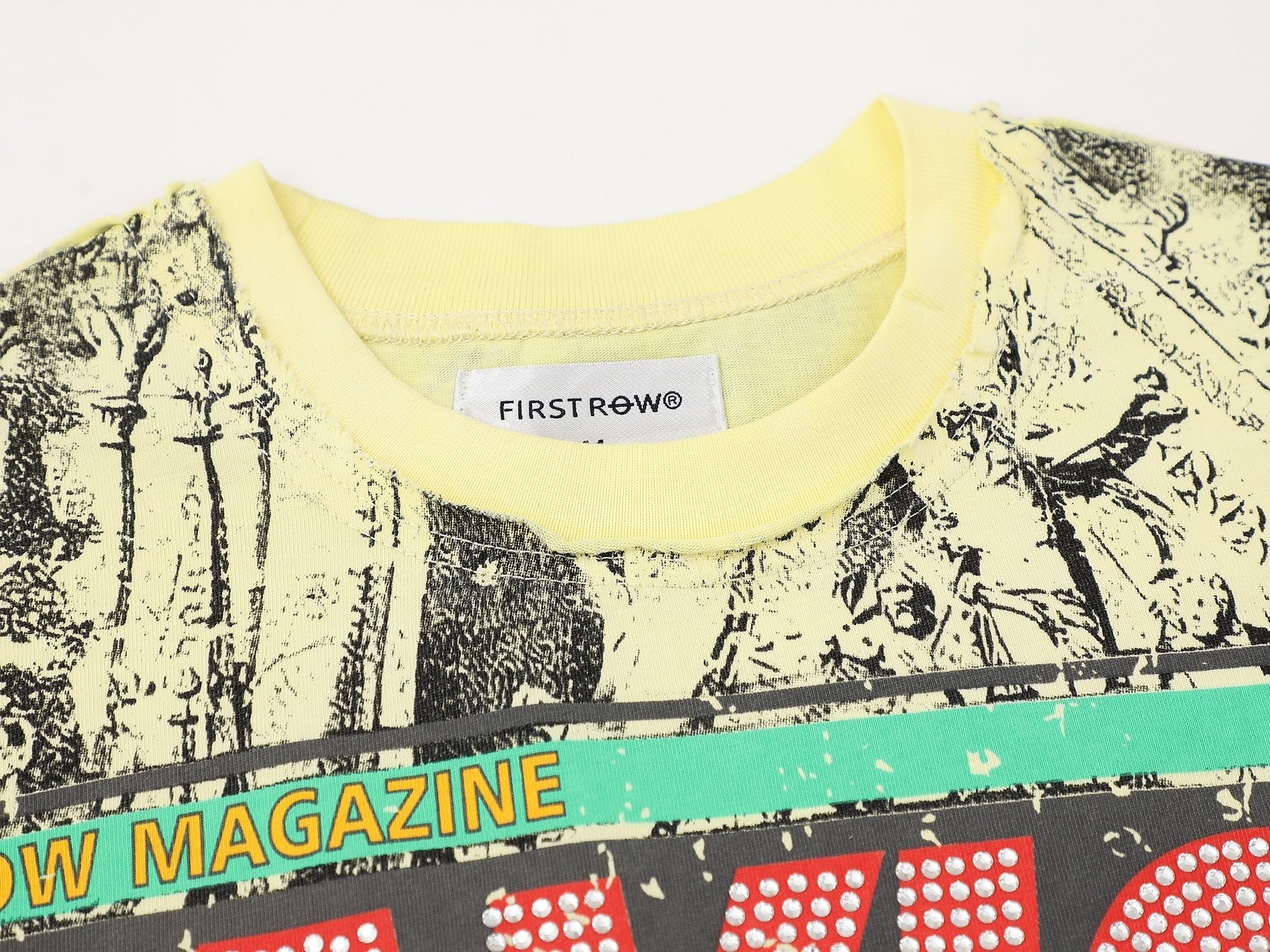FIRST ROW Wings of Purity Yellow Graphic T-Shirt — neck_label
