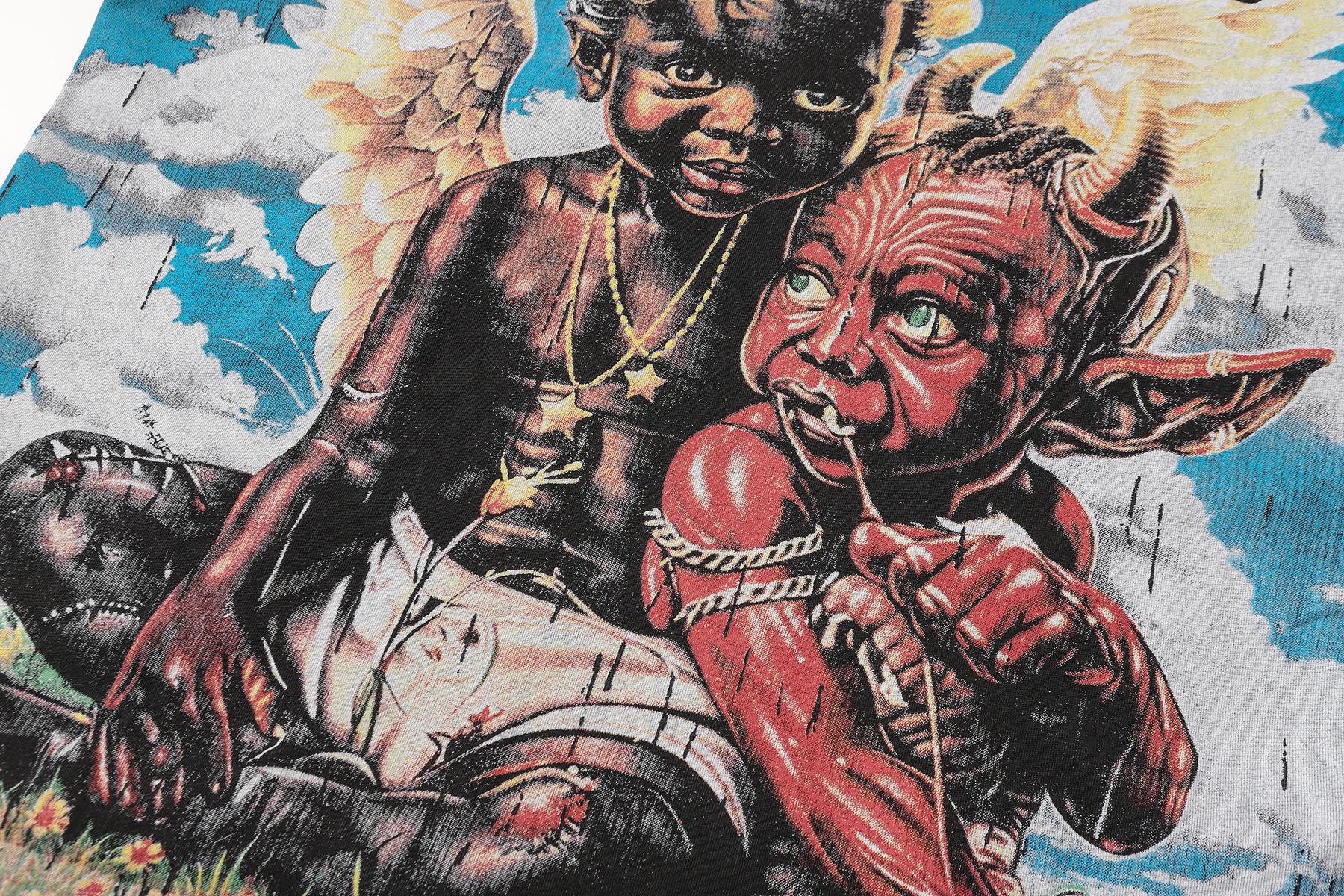SAINT Washed Black Global Graphic T-Shirt — detail