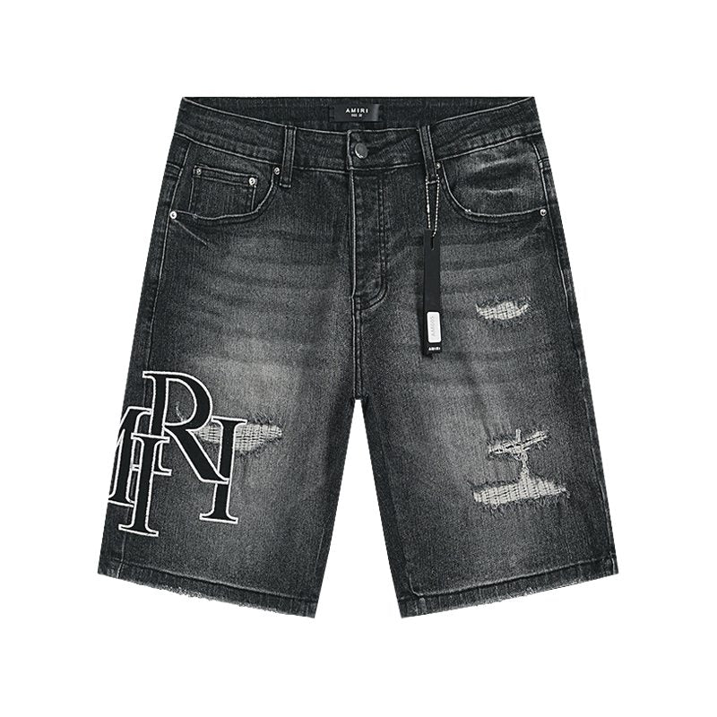 AMIRI Collegiate Graphic Denim Shorts - Black — hero
