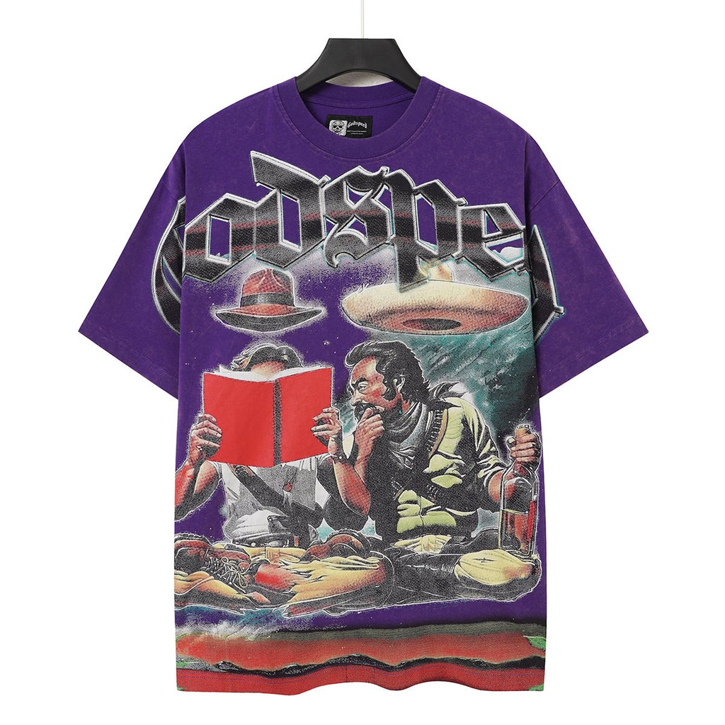 Godspeed Washed Purple Front Graphic Short-Sleeve T-Shirt — hero